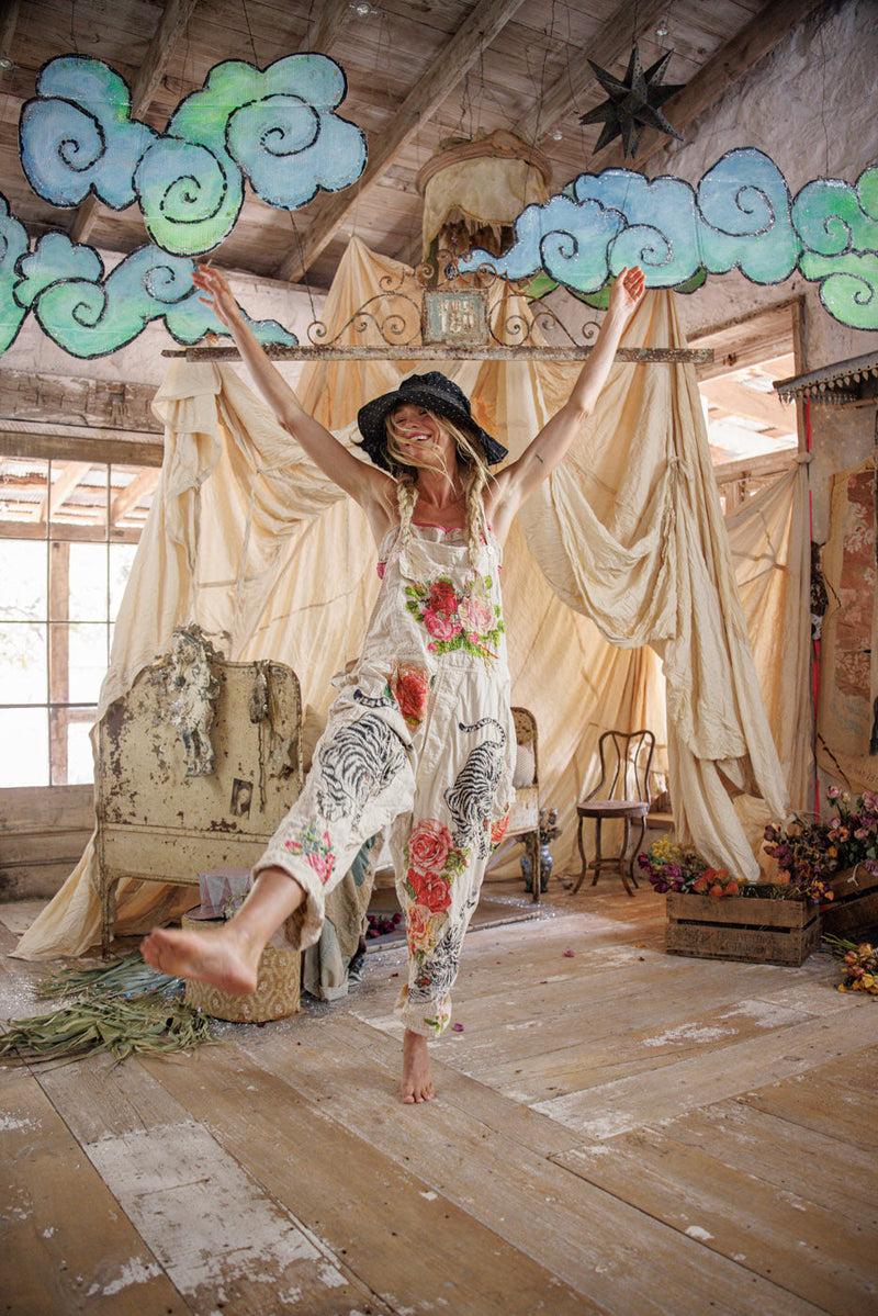 BIRCH FLORAL LOVE OVERALLS