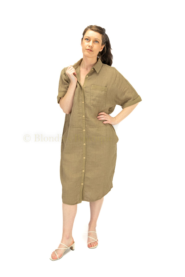 LINEN SS DRESS