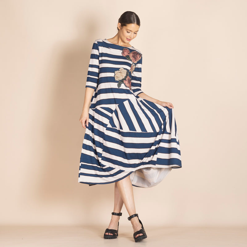 STRIPES PIECED DRESS