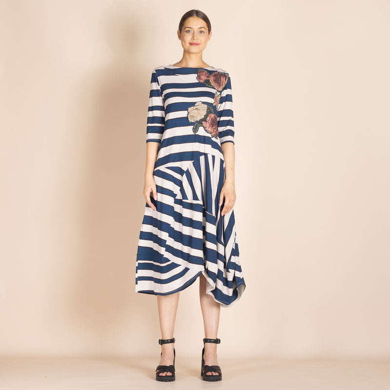 STRIPES PIECED DRESS