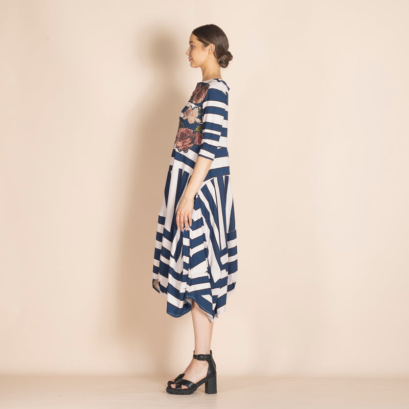 STRIPES PIECED DRESS