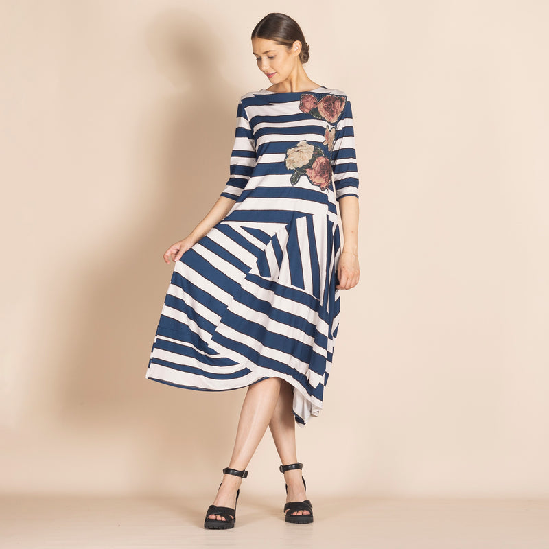 STRIPES PIECED DRESS