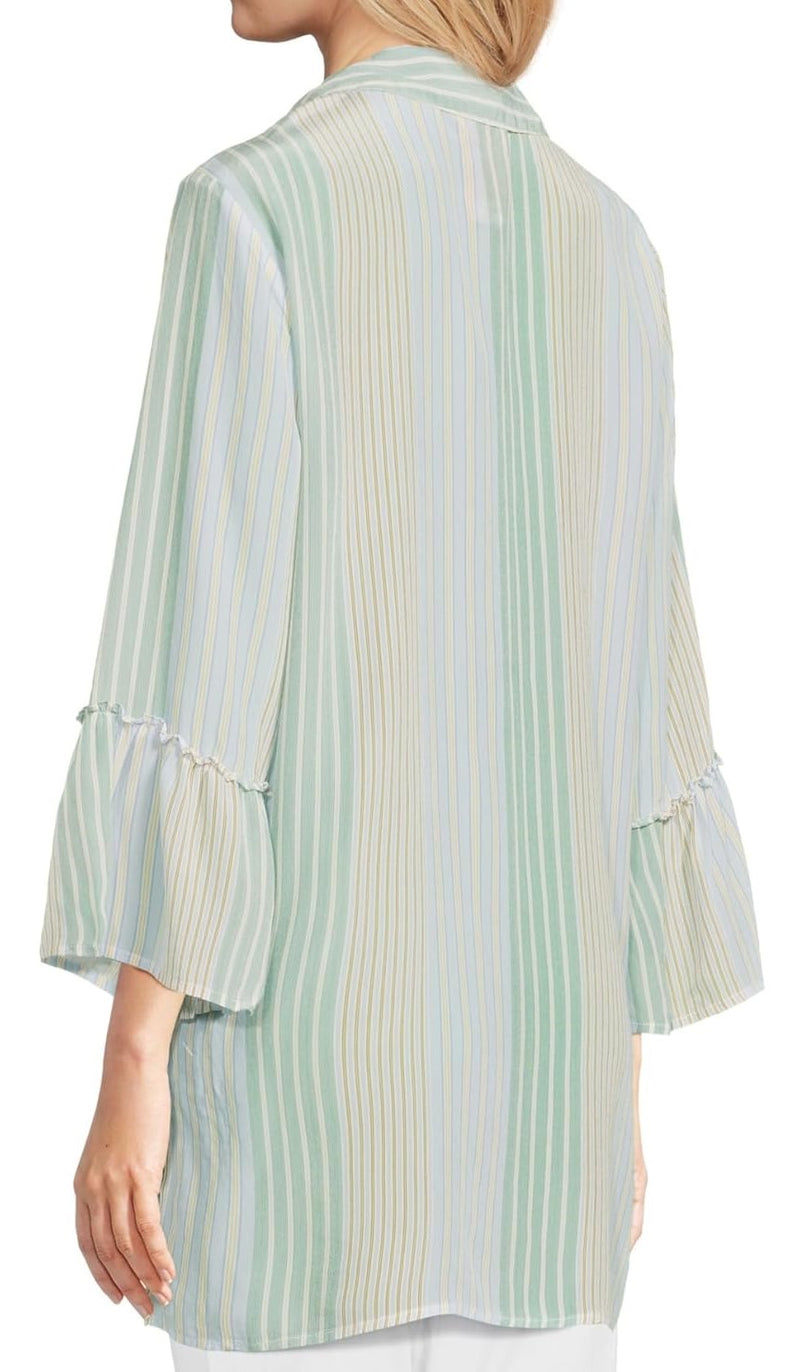 RUFFLE SLEEVE HENLEY TUNIC